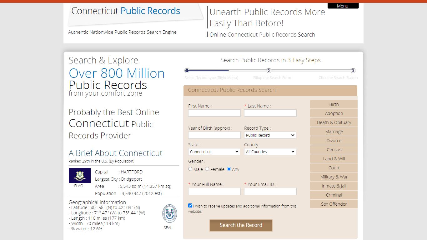 State of Connecticut Public Records. Find Public Record in Connecticut.